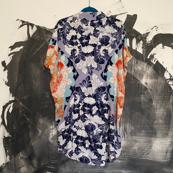 Maeve | Anthropologie | Hawaiian Floral Shirt Dress | Adjustable Waist | Small - Picture 4 of 11